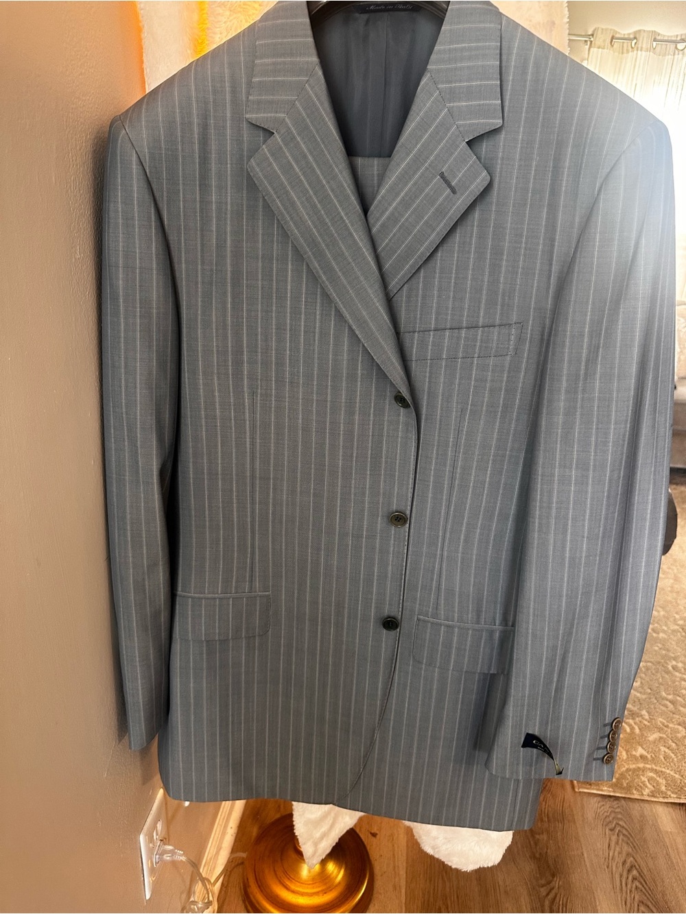 Canali Gray Pinstripe Single-Breasted Suit Jacket - Picture 1 of 2